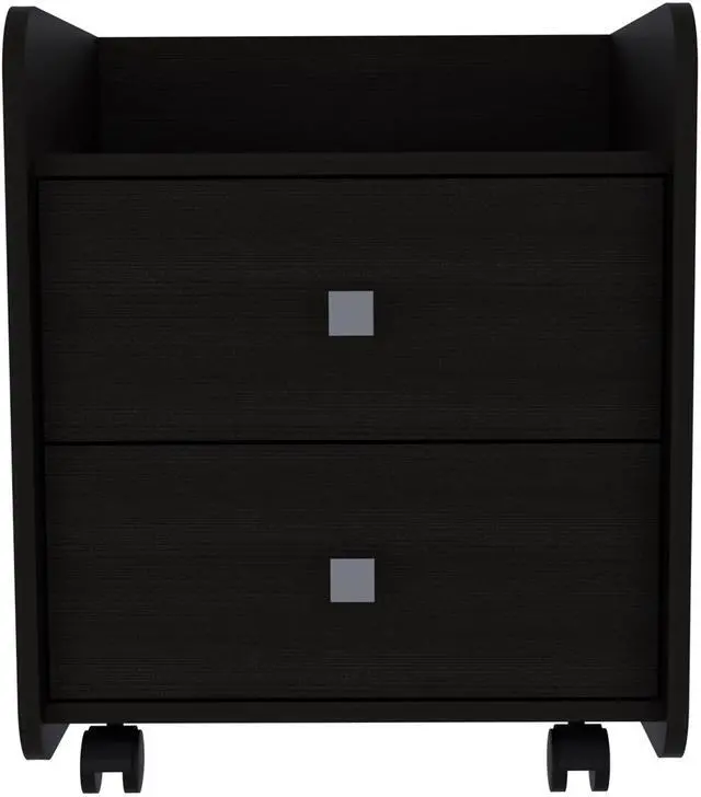 Alt view image 3 of 7 - Nightstand 22"H, Two Drawers, Superior Top, Metal Handle, Black