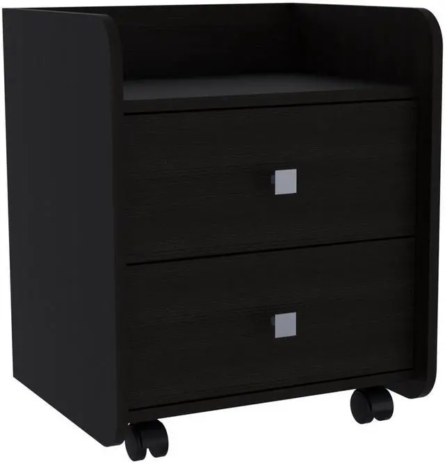 Alt view image 5 of 7 - Nightstand 22"H, Two Drawers, Superior Top, Metal Handle, Black