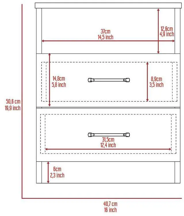 Alt view image 6 of 6 - Nightstand 20"H, Two Drawers, Open Shelf, Superior Top, White