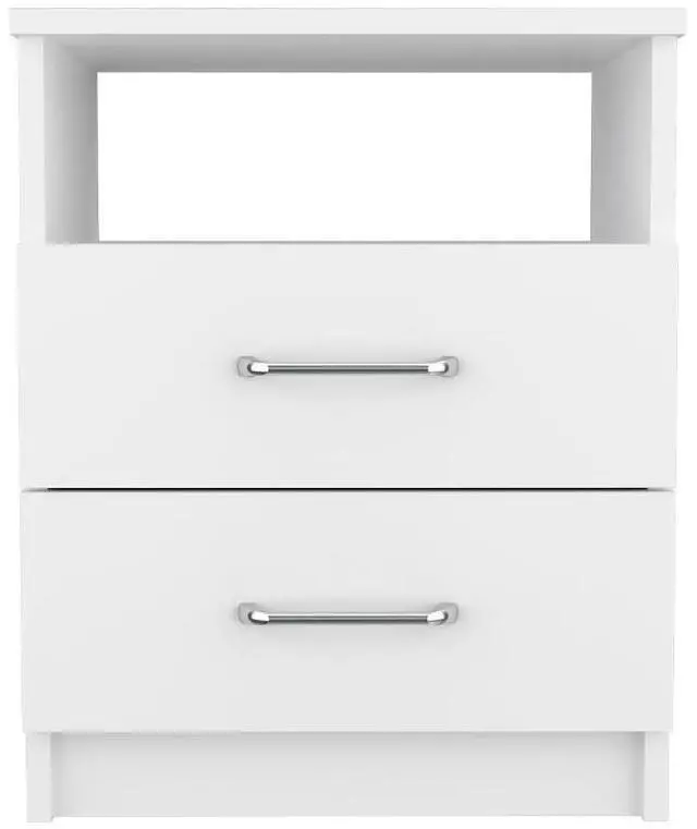 Alt view image 2 of 6 - Nightstand 20"H, Two Drawers, Open Shelf, Superior Top, White