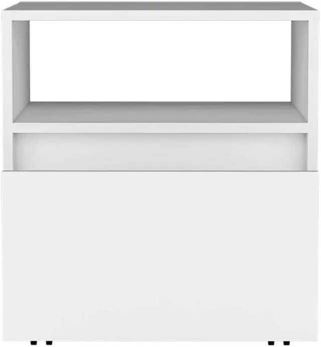 Alt view image 4 of 7 - Nightstand 20"H, with One Open Shelf, 1 Drawer and Casters, White