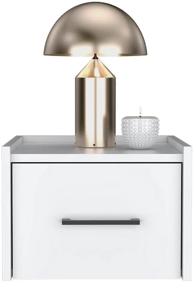 Alt view image 4 of 7 - Floating Nightstand, Space-Saving Design with Handy Drawer and Surface, White