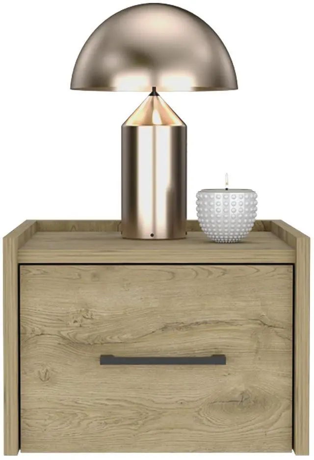 Alt view image 5 of 7 - Floating Nightstand, Space-Saving Design with Handy Drawer and Surface, Macadamia