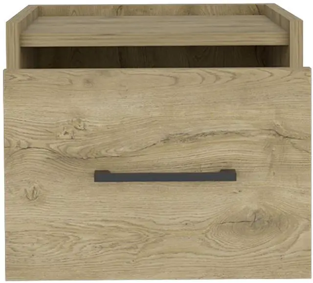 Alt view image 4 of 7 - Floating Nightstand, Space-Saving Design with Handy Drawer and Surface, Macadamia