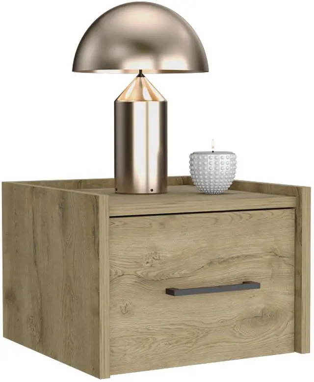 Alt view image 6 of 7 - Floating Nightstand, Space-Saving Design with Handy Drawer and Surface, Macadamia