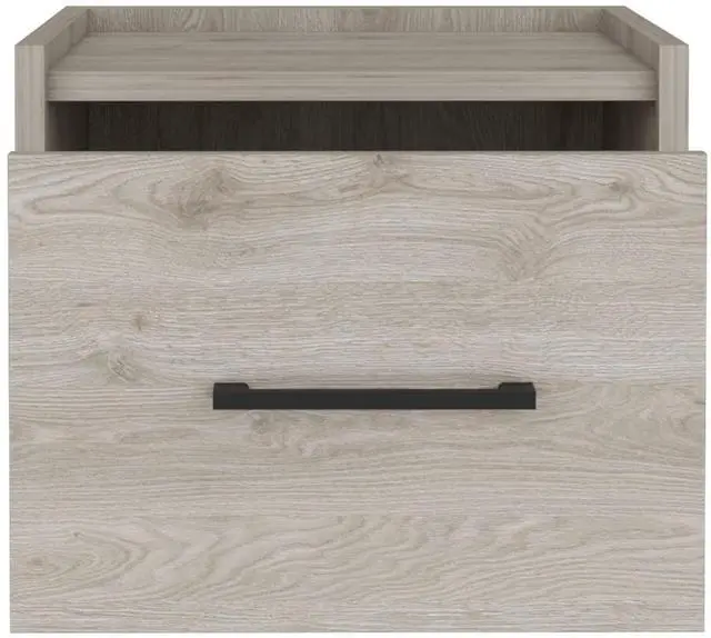 Alt view image 4 of 7 - Floating Nightstand, Space-Saving Design with Handy Drawer and Surface, Light Gray