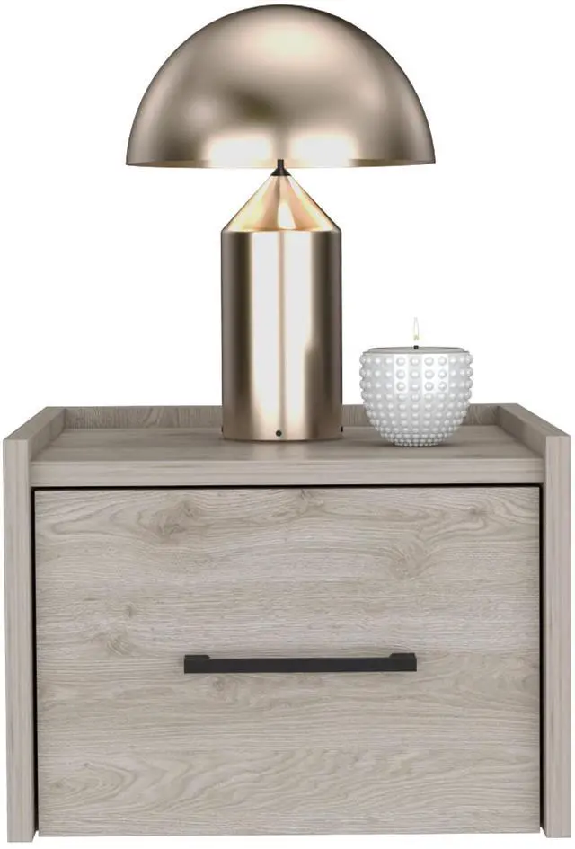 Alt view image 5 of 7 - Floating Nightstand, Space-Saving Design with Handy Drawer and Surface, Light Gray