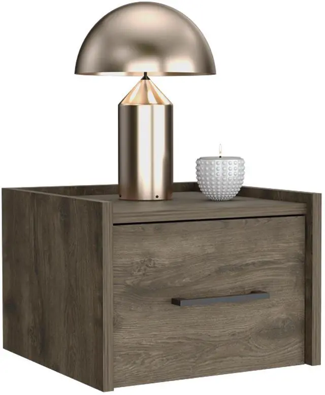 Alt view image 5 of 7 - Floating Nightstand, Space-Saving Design with Handy Drawer and Surface, Dark Brown