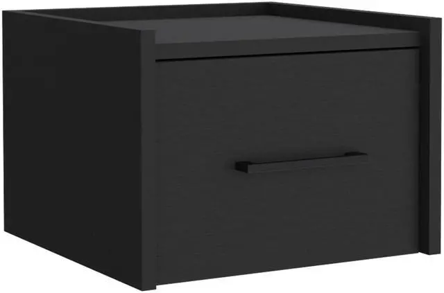 Alt view image 2 of 7 - Floating Nightstand, Space-Saving Design with Handy Drawer and Surface, Black