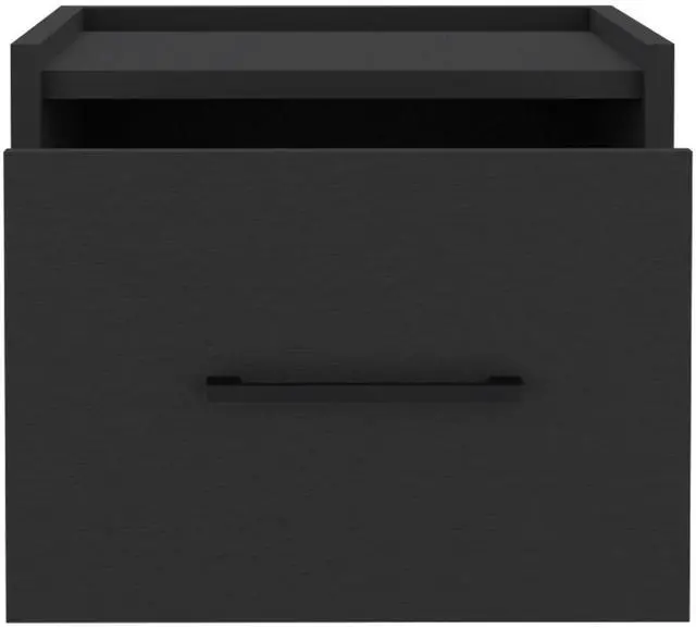 Alt view image 4 of 7 - Floating Nightstand, Space-Saving Design with Handy Drawer and Surface, Black