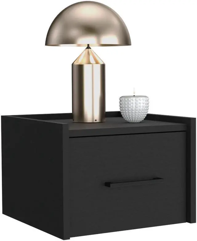 Alt view image 6 of 7 - Floating Nightstand, Space-Saving Design with Handy Drawer and Surface, Black