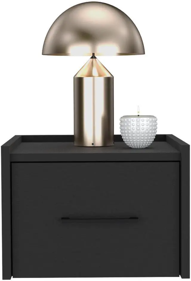 Alt view image 5 of 7 - Floating Nightstand, Space-Saving Design with Handy Drawer and Surface, Black