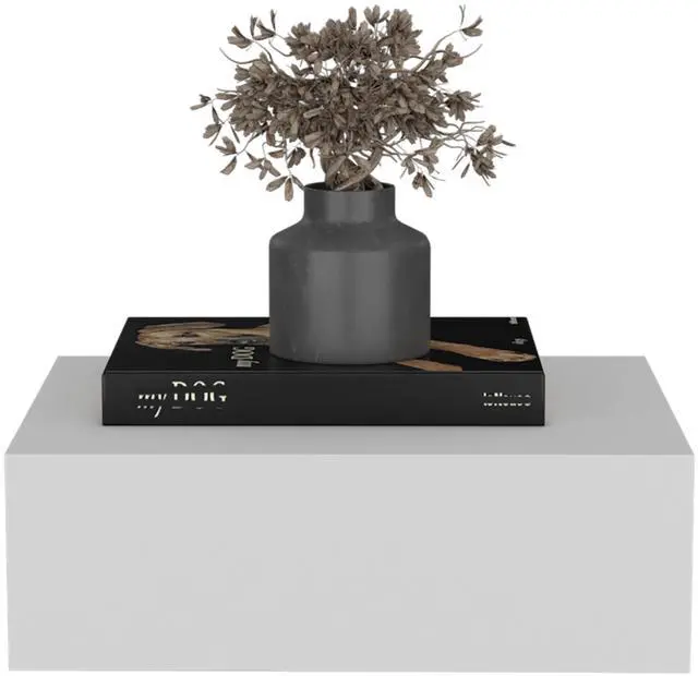 Alt view image 6 of 7 - Floating Nightstand 5"H, Modern Wall-Mounted Bedside Shelf with Drawer, White