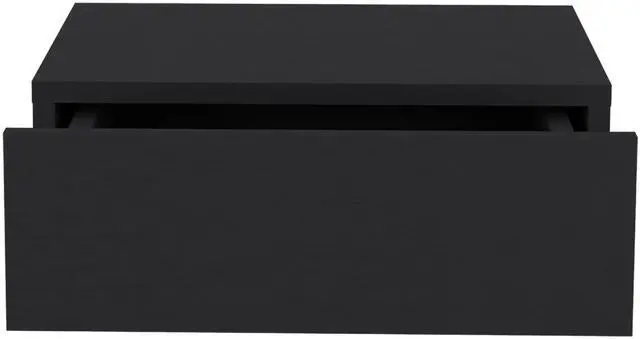 Alt view image 2 of 7 - Floating Nightstand 5"H, Modern Wall-Mounted Bedside Shelf with Drawer, Black