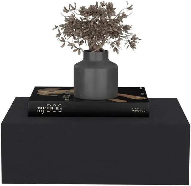 Alt view image 5 of 7 - Floating Nightstand 5"H, Modern Wall-Mounted Bedside Shelf with Drawer, Black