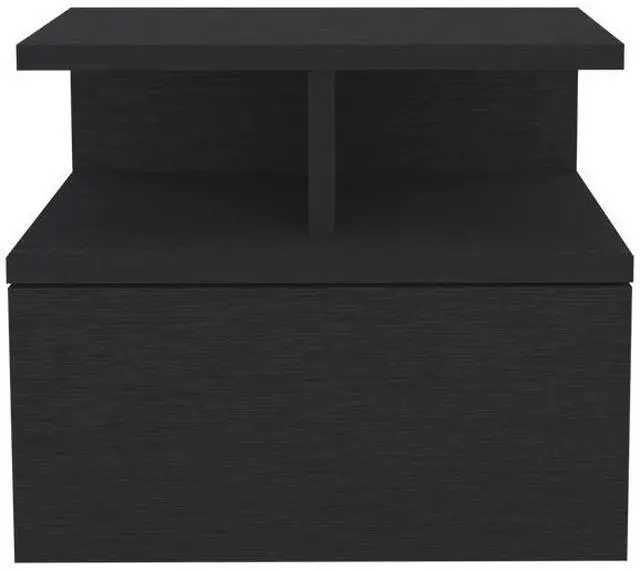 Alt view image 3 of 7 - Floating Nightstand Flopini, One Drawer, Black Wengue Finish