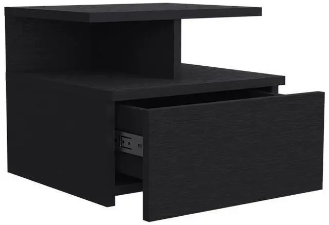 Alt view image 6 of 7 - Floating Nightstand Flopini, One Drawer, Black Wengue Finish