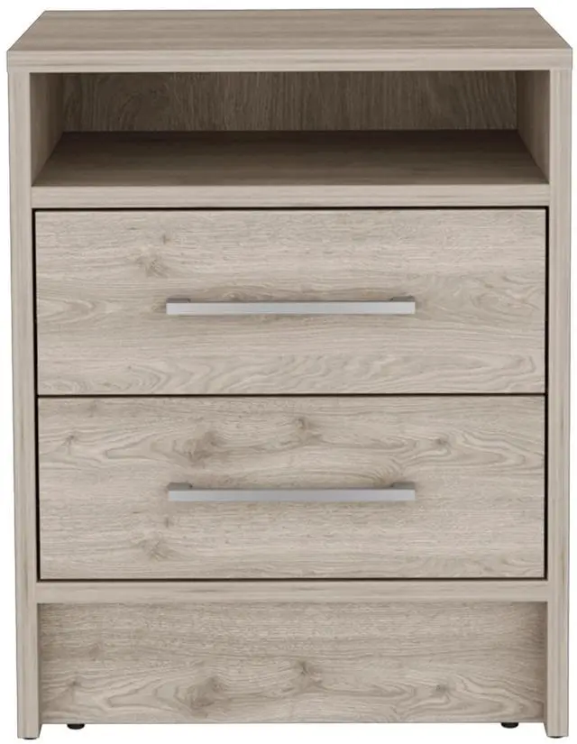 Alt view image 2 of 7 - Eter Nightstand , End Table, Side Table Superior Top, Two Drawers -Light Gray