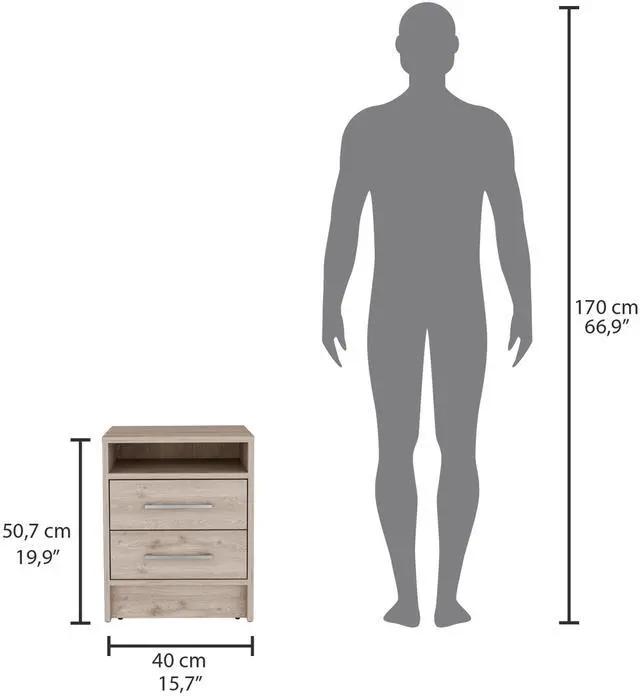 Alt view image 4 of 7 - Eter Nightstand , End Table, Side Table Superior Top, Two Drawers -Light Gray