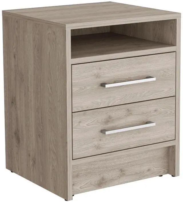 Alt view image 7 of 7 - Eter Nightstand , End Table, Side Table Superior Top, Two Drawers -Light Gray