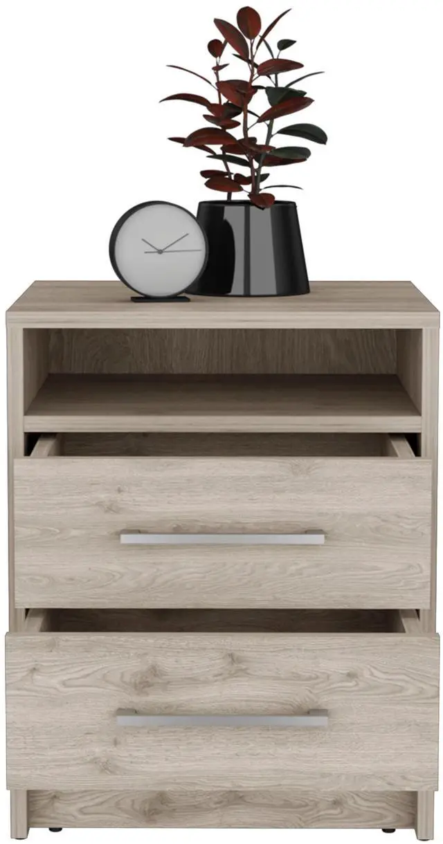 Alt view image 6 of 7 - Eter Nightstand , End Table, Side Table Superior Top, Two Drawers -Light Gray