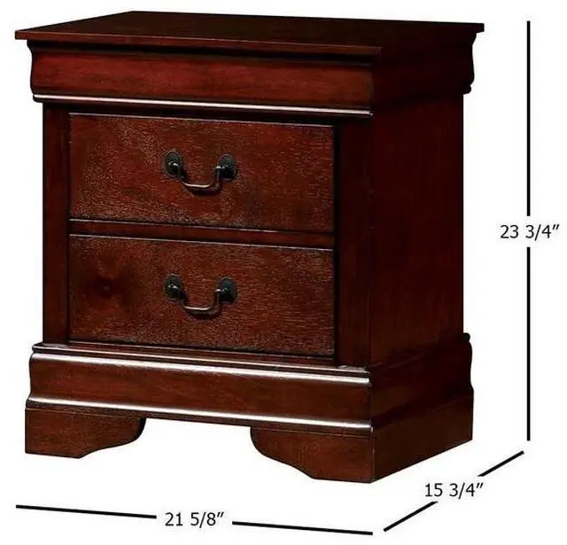 Alt view image 5 of 7 - 1pc Nightstand Cherry Finish Louis Philippe Solid wood English Dovetail Construction Antique Nickle Hanging Pulls
