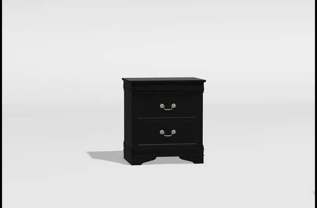 Alt view image 3 of 7 - 1pc Nightstand Black Louis Philippe Solid wood English Dovetail Construction Antique Nickle Hanging Pulls
