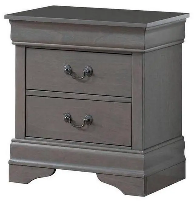 Alt view image 5 of 7 - 1pc Nightstand Gray Louis Philippe Solid wood English Dovetail Construction Antique Nickle Hanging Pulls