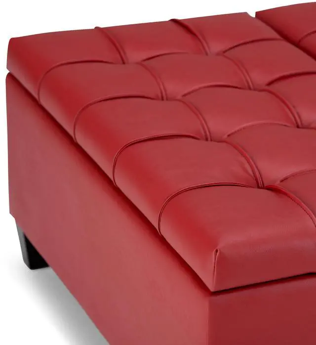 Alt view image 4 of 7 - Harrison - Coffee Table Storage Ottoman - Crimson Red