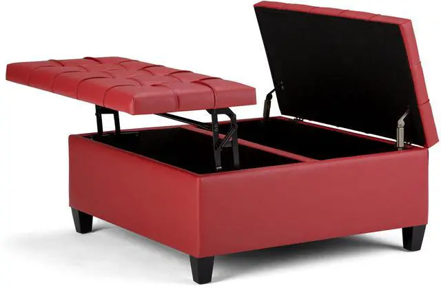 Alt view image 6 of 7 - Harrison - Coffee Table Storage Ottoman - Crimson Red