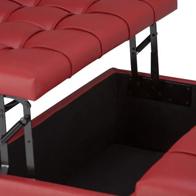 Alt view image 2 of 7 - Harrison - Coffee Table Storage Ottoman - Crimson Red