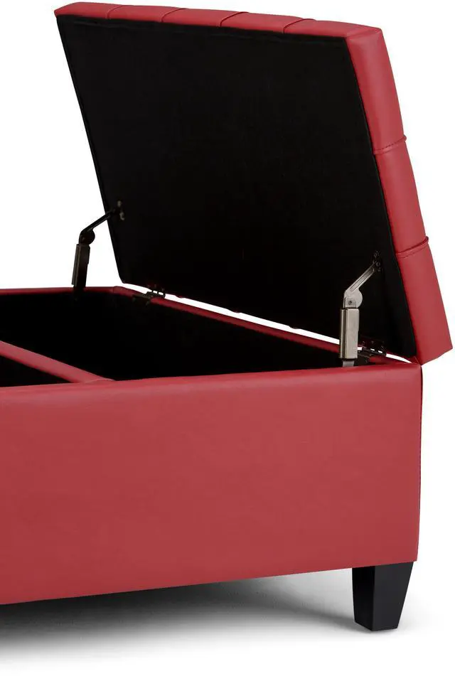 Alt view image 3 of 7 - Harrison - Coffee Table Storage Ottoman - Crimson Red