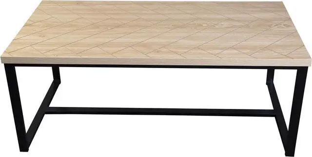 Alt view image 4 of 5 - Bali Coastal Modern Coffee Table Natural Wood Top with Black Metal Legs