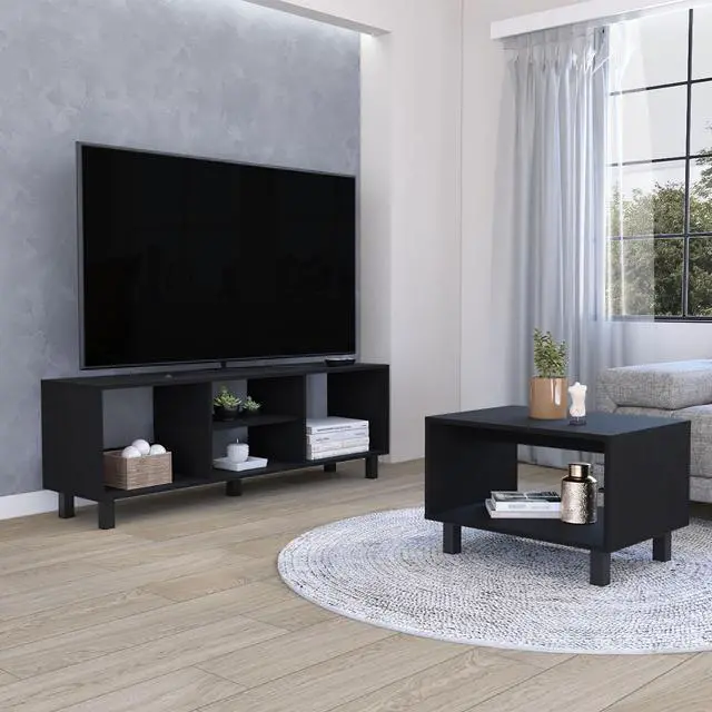 Main image of Eclipse Living Room Duo Set with TV Stand And Coffee Table with Steel Accents