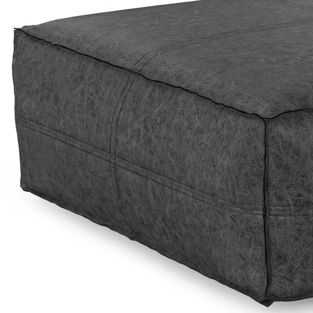 Alt view image 5 of 6 - Brody - Extra Large Coffee Table Pouf - Distressed Black