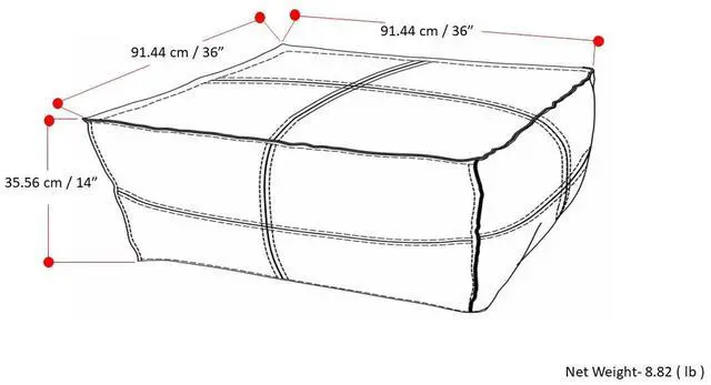Alt view image 6 of 6 - Brody - Extra Large Coffee Table Pouf - Distressed Black