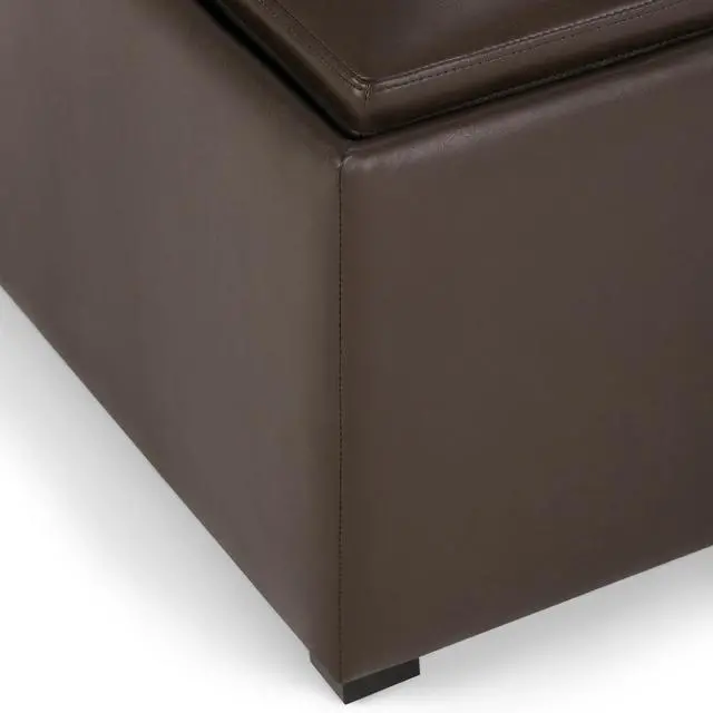 Alt view image 6 of 7 - Avalon - Square Coffee Table Storage Ottoman - Chocolate Brown