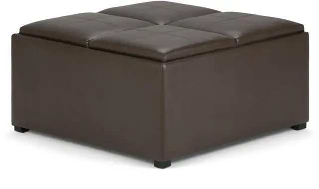 Main image of Avalon - Square Coffee Table Storage Ottoman - Chocolate Brown