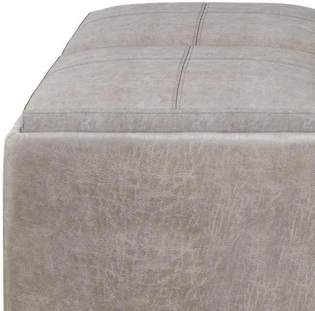 Alt view image 4 of 7 - Avalon - Square Coffee Table Storage Ottoman - Distressed Grey Taupe