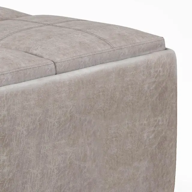 Alt view image 3 of 7 - Avalon - Square Coffee Table Storage Ottoman - Distressed Grey Taupe