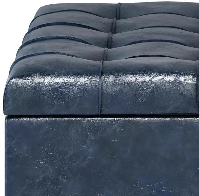 Alt view image 4 of 7 - Harrison - Coffee Table Storage Ottoman - Denim Blue