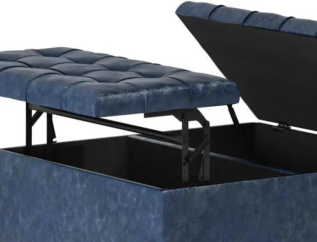 Alt view image 3 of 7 - Harrison - Coffee Table Storage Ottoman - Denim Blue
