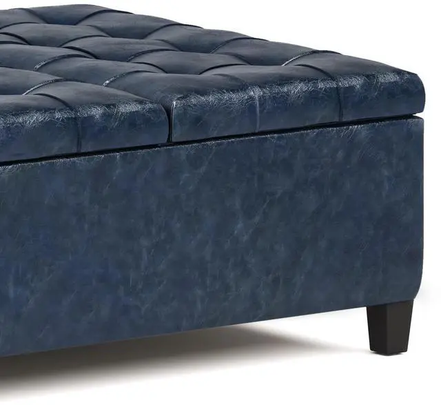 Alt view image 2 of 7 - Harrison - Coffee Table Storage Ottoman - Denim Blue