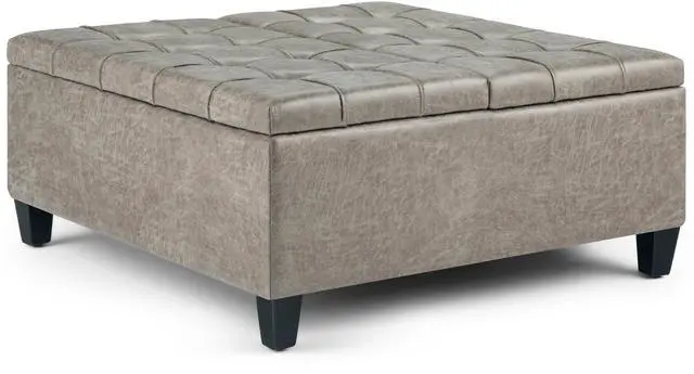 Main image of Harrison - Coffee Table Storage Ottoman - Distressed Grey Taupe