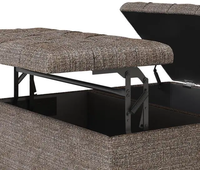Alt view image 3 of 7 - Harrison - Coffee Table Storage Ottoman - Mink Brown