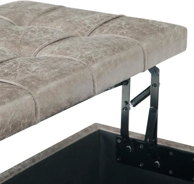 Alt view image 5 of 6 - Harrison - Coffee Table Storage Ottoman - Distressed Grey Taupe