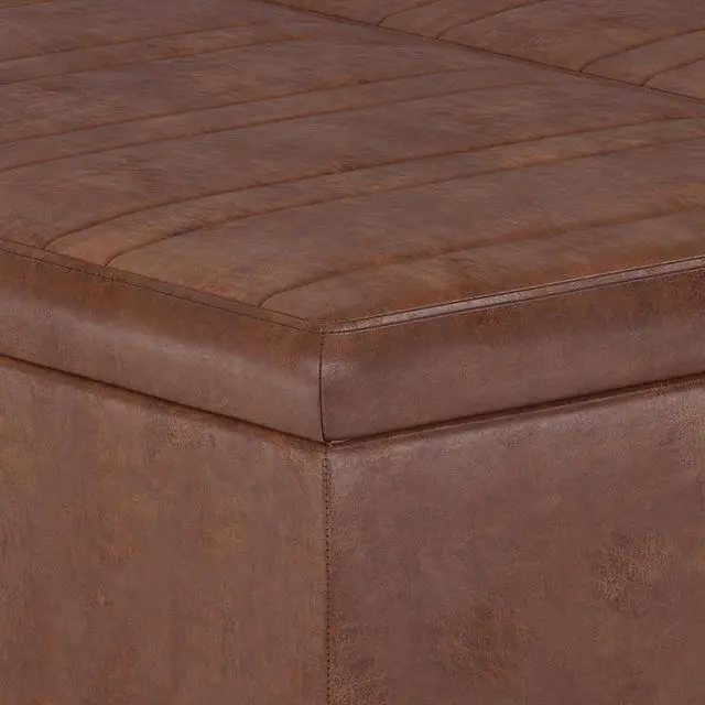 Alt view image 2 of 7 - Ellis - Coffee Table Storage Ottoman - Distressed Saddle Brown