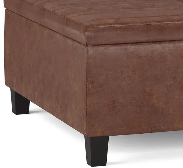 Alt view image 5 of 7 - Ellis - Coffee Table Storage Ottoman - Distressed Saddle Brown