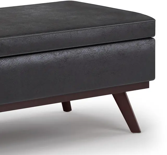 Alt view image 2 of 7 - Owen - Lift Top Large Coffee Table Storage Ottoman - Distressed Black