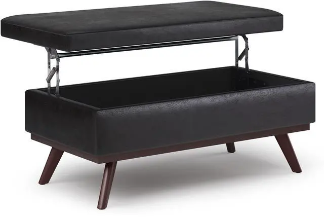 Alt view image 6 of 7 - Owen - Lift Top Large Coffee Table Storage Ottoman - Distressed Black